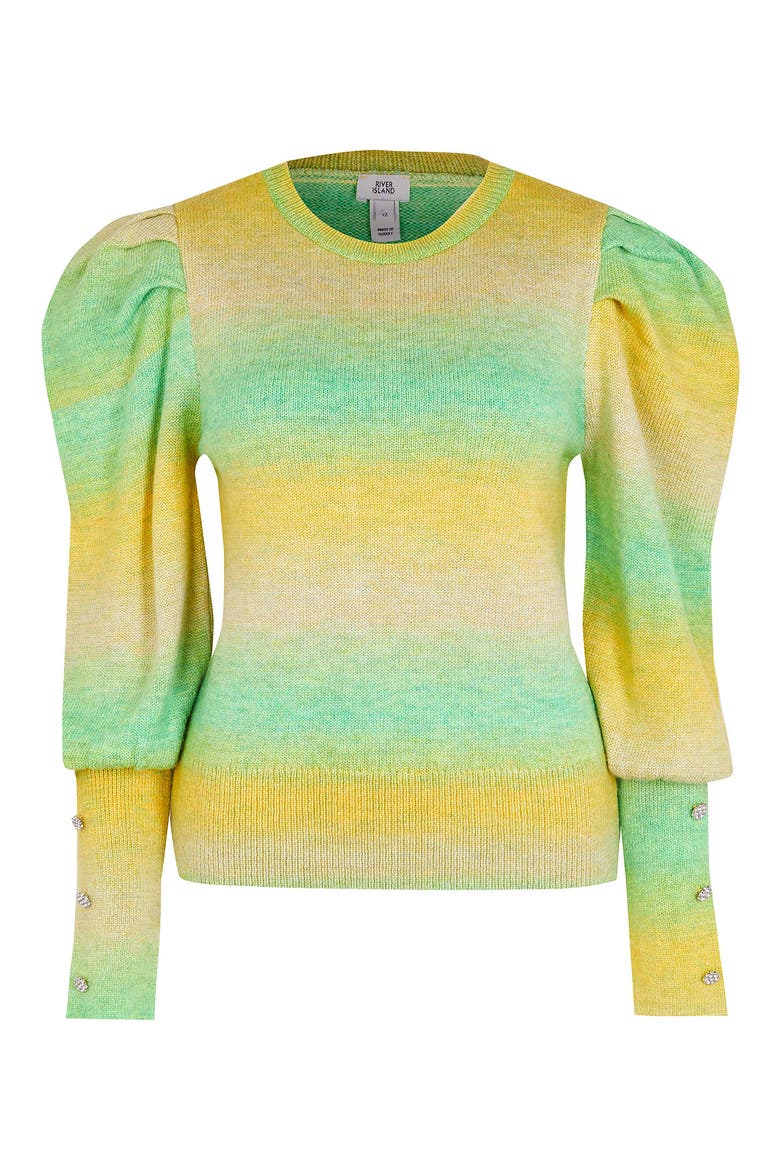 Ombré Stripe Sweater, Alternate, color, BRIGHT GREEN
