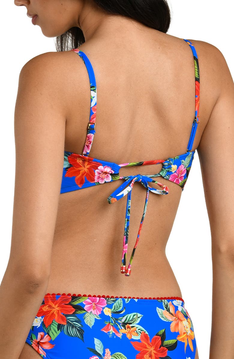 La Blanca Floral Cutout Bandeau Bikini Top, Alternate, color, Blue Multi