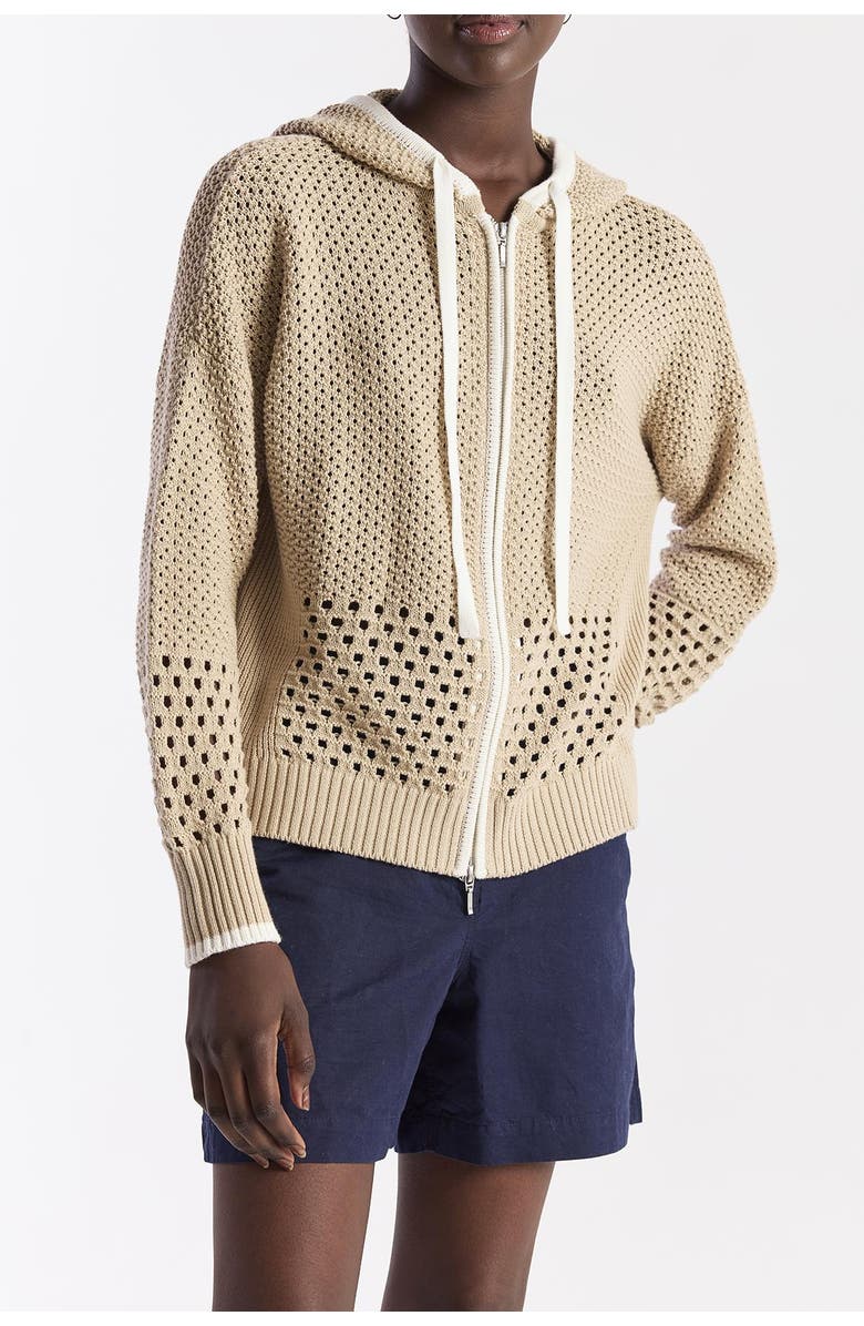 WISPR Mix Pointelle Zip Hoodie, Alternate, color, Fawn/Ivory