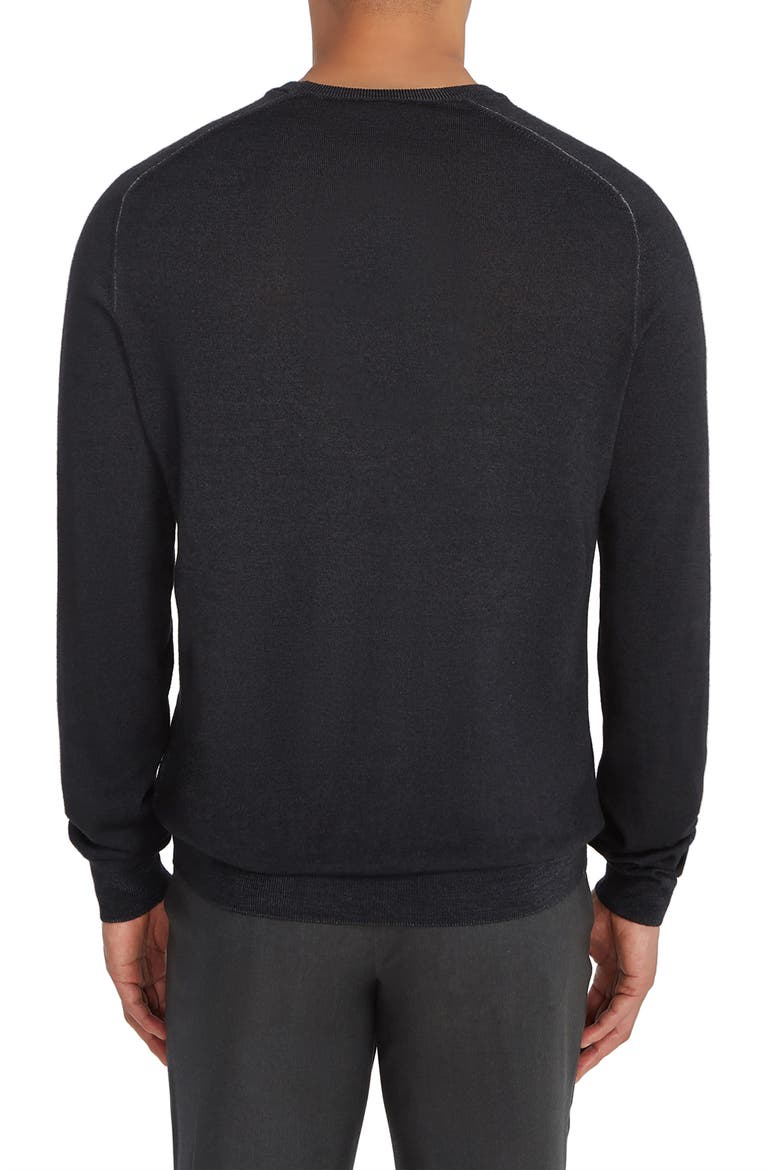 Crewneck Merino Wool Sweater, Alternate, color, BLACK