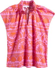 SUGARLIPS Ikat Ruffle Trim Top