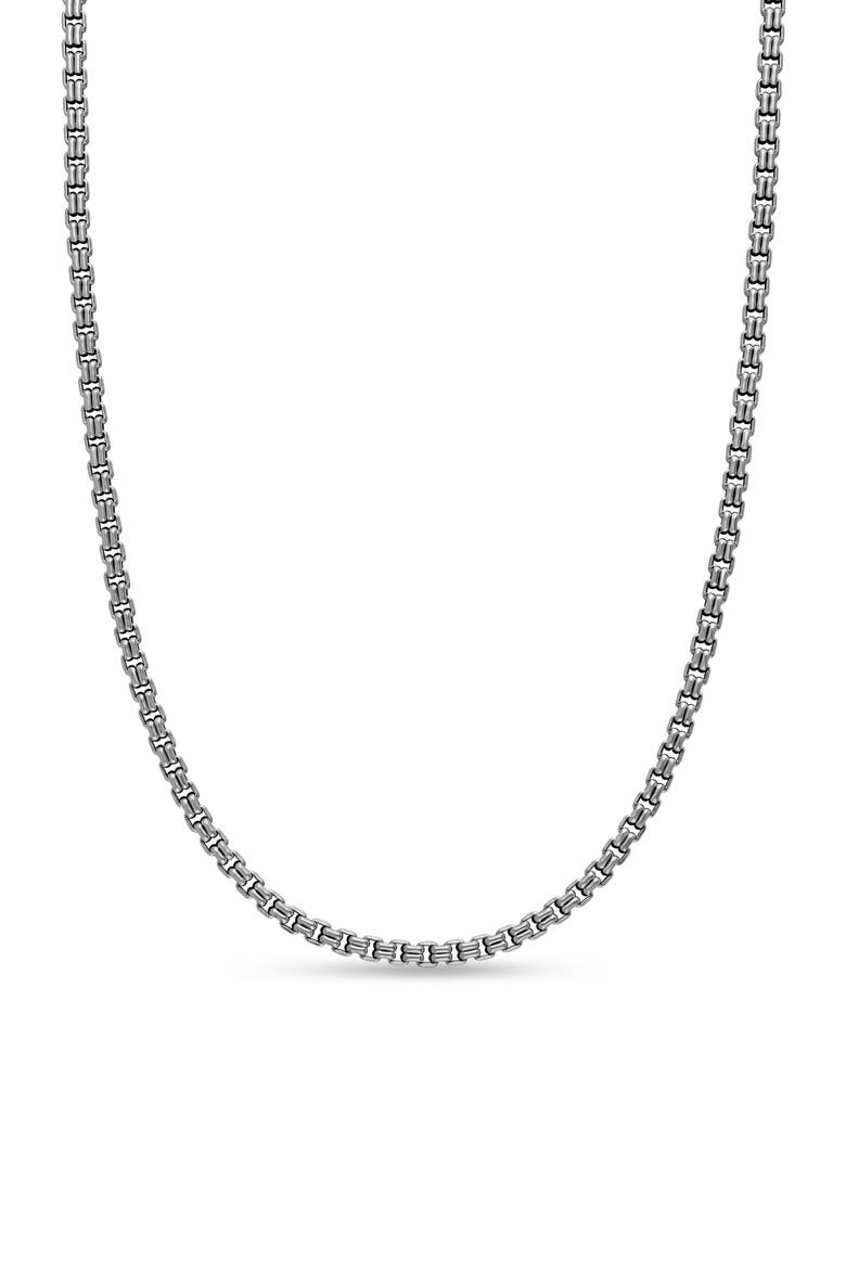 Men's Double Box Chain Necklace in Sterling Silver, 2.6mm, Main, color, SILVER