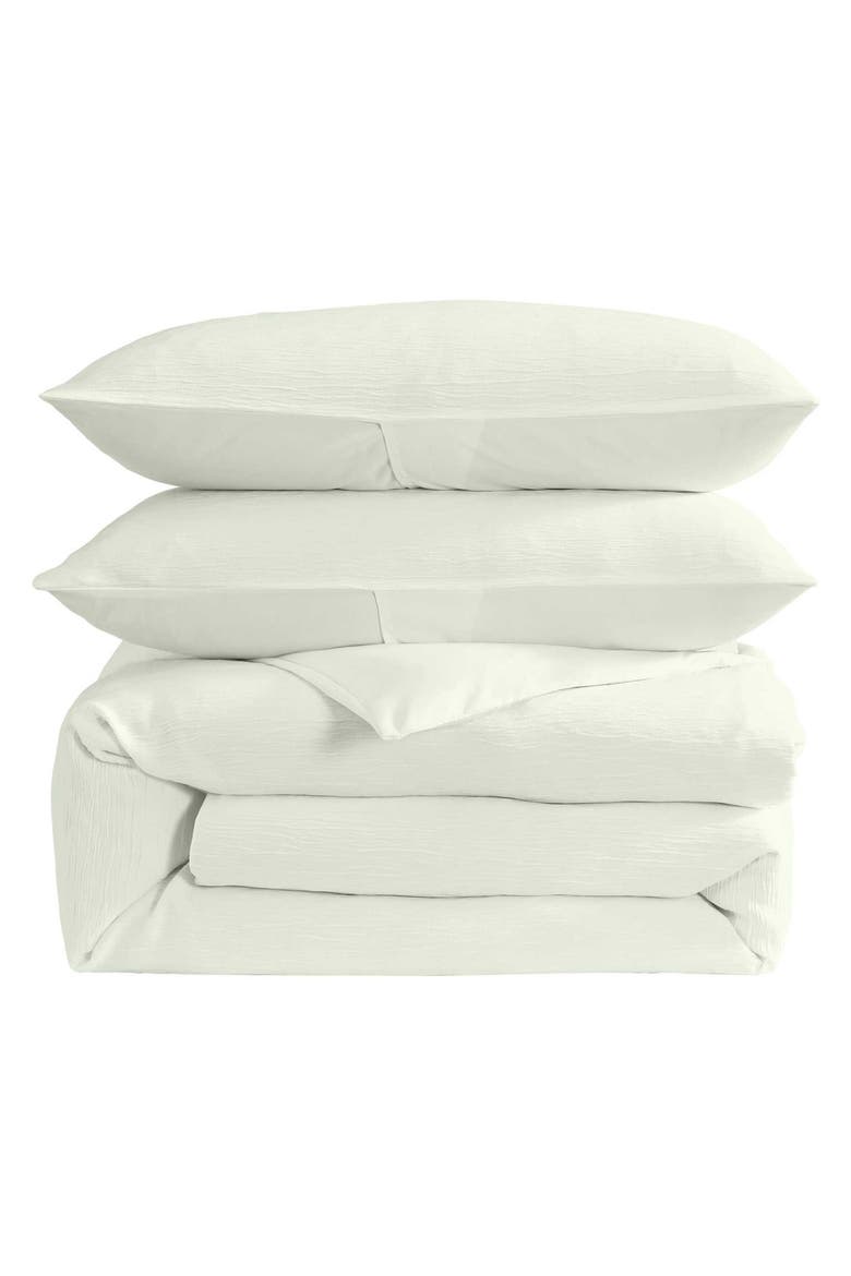 Crinkle Duvet Cover Set, Main, color, FAINT GREEN