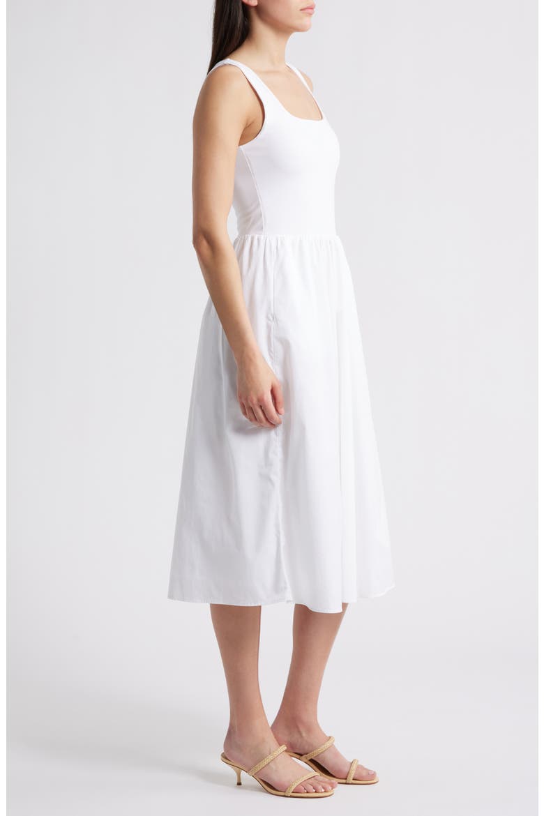 SPANXsmooth™ Jersey Mixed Media Midi Dress, Alternate, color, CLASSIC WHITE