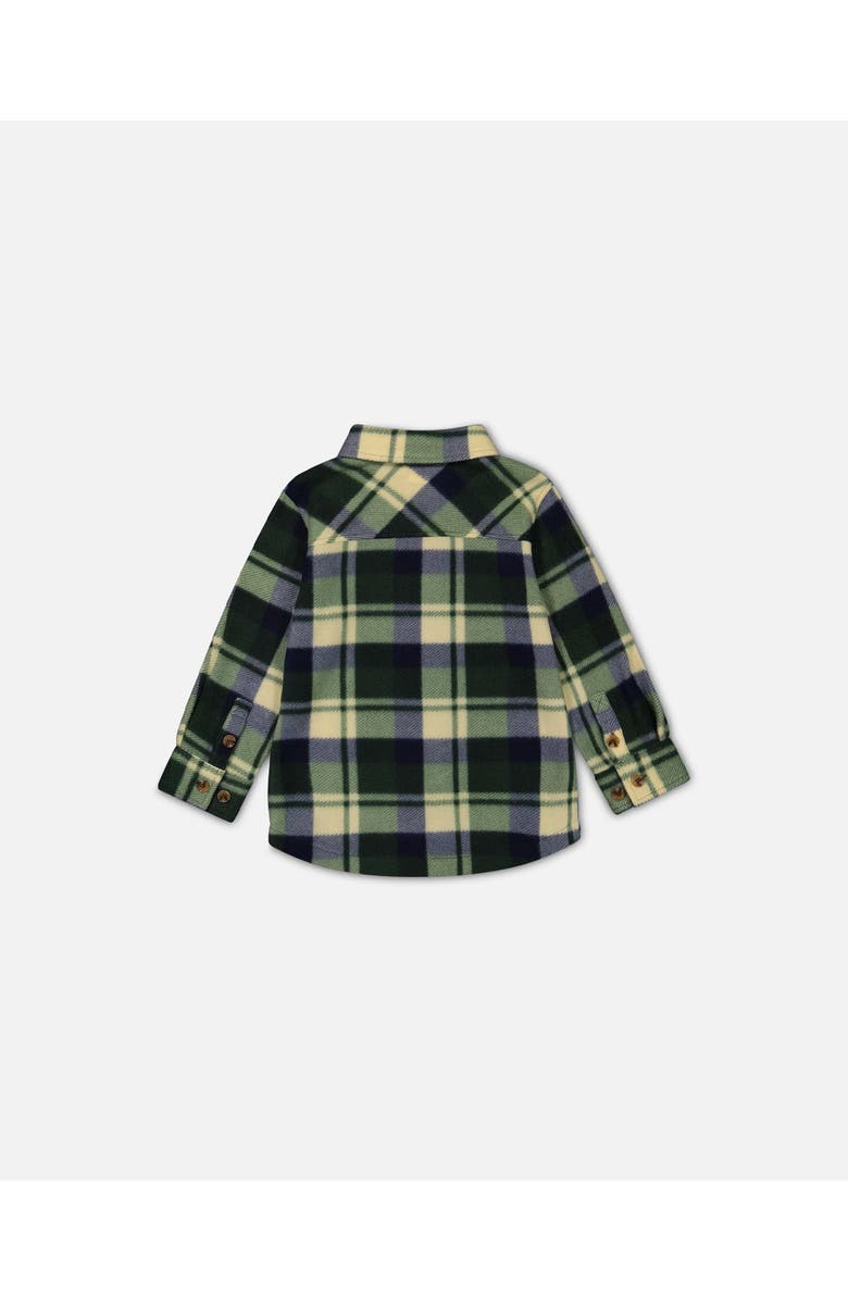 Deux par Deux Little Boy's Polar Fleece Shirt Plaid Green, Alternate, color, 