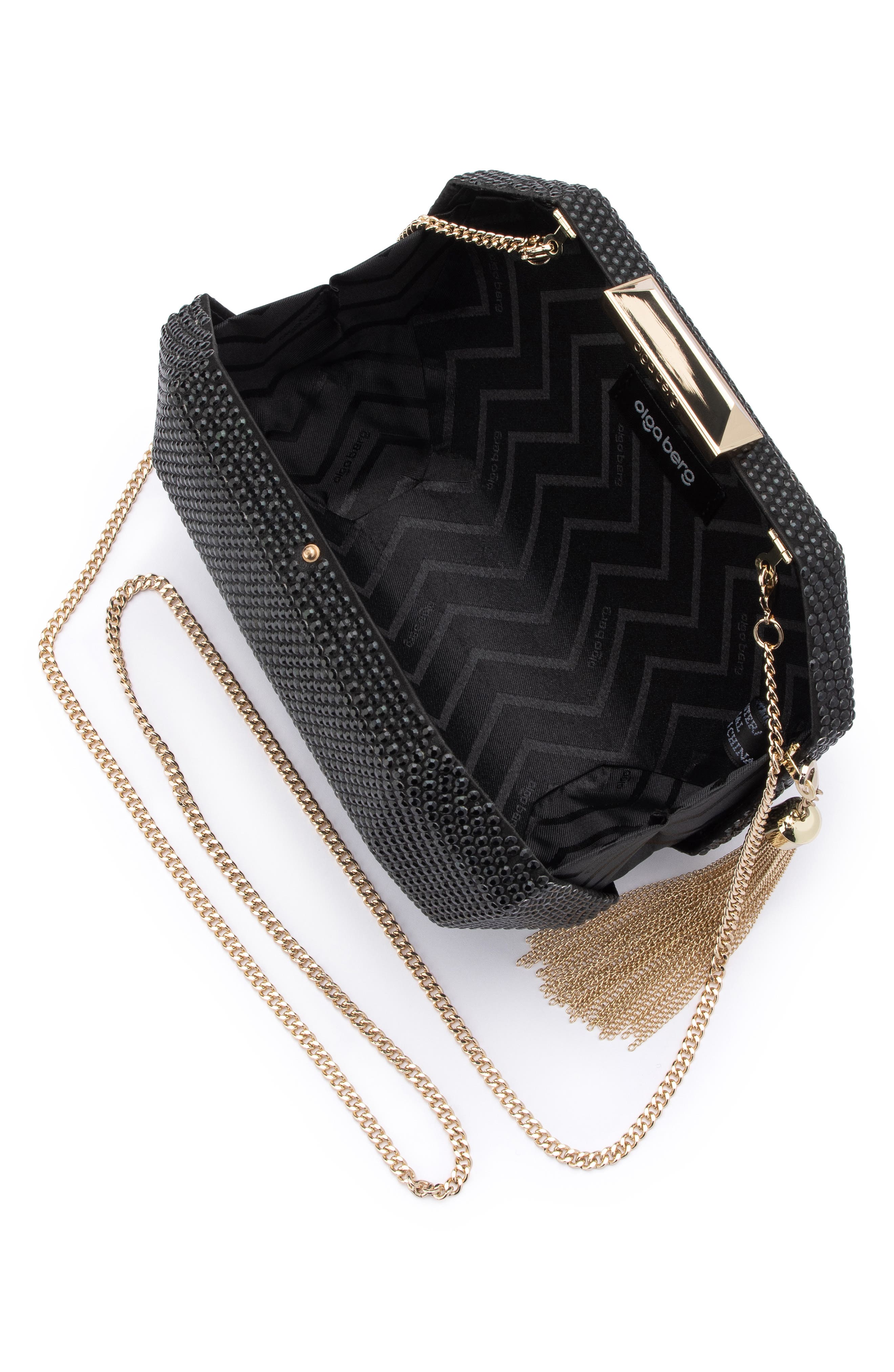 Olga Berg Hotfix Tassel Structured Clutch, Alternate, color, 