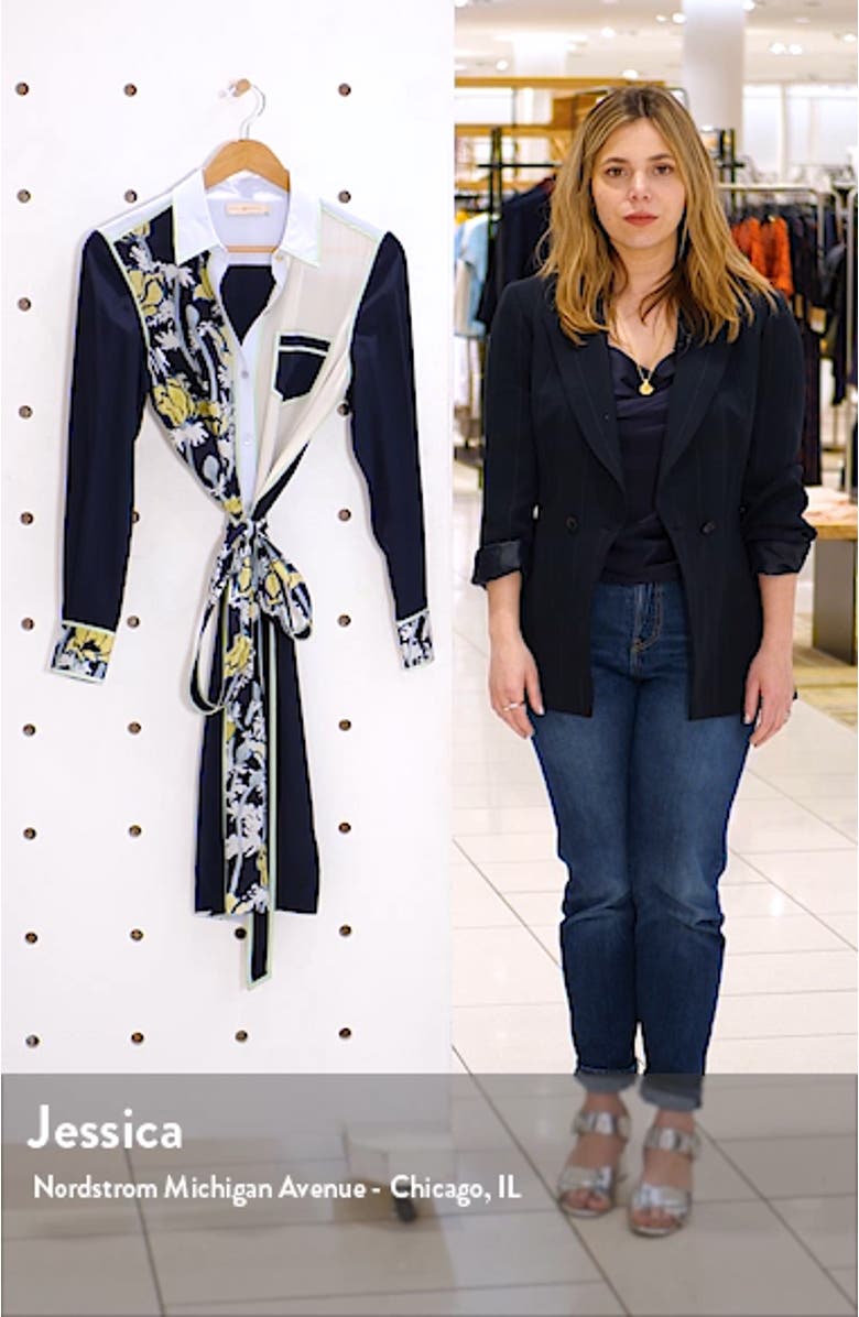 Silk Patchwork Long Sleeve Dress, sales video thumbnail