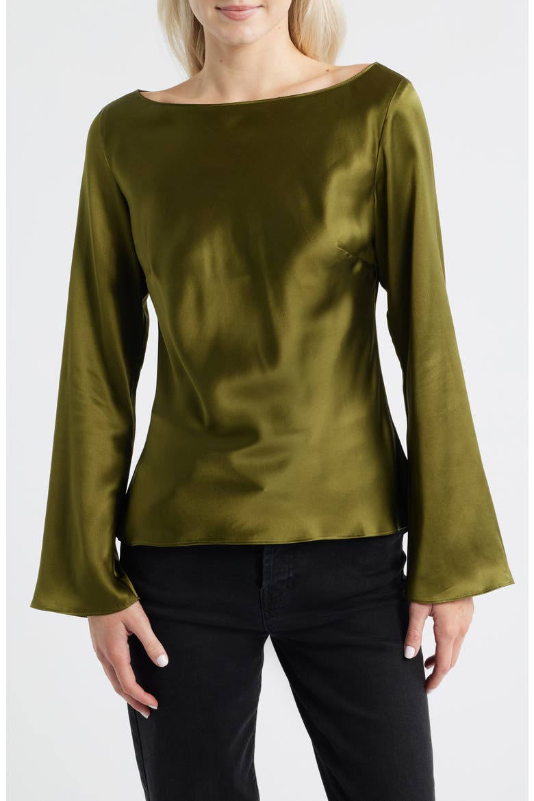 Marlow Silk Top, Main, color, MOSS GARDEN