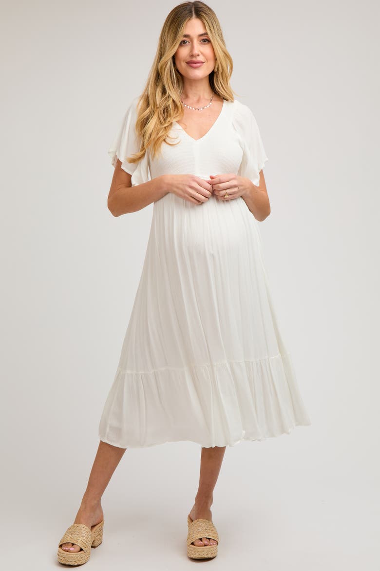Smocked Ruffle Dress, Alternate, color, White
