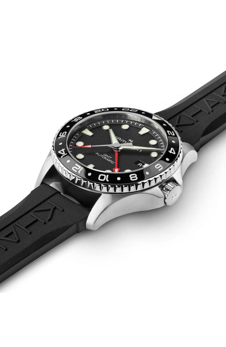 Hamilton Khaki Navy Scuba GMT Automatic Rubber Strap Watch, 43mm, Alternate, color, 