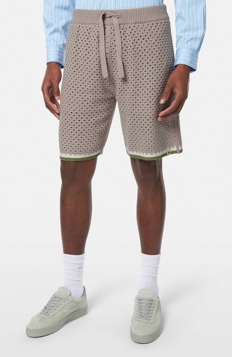 Scotch & Soda Tie Waist Crochet Shorts, Main, color, Highway Grey