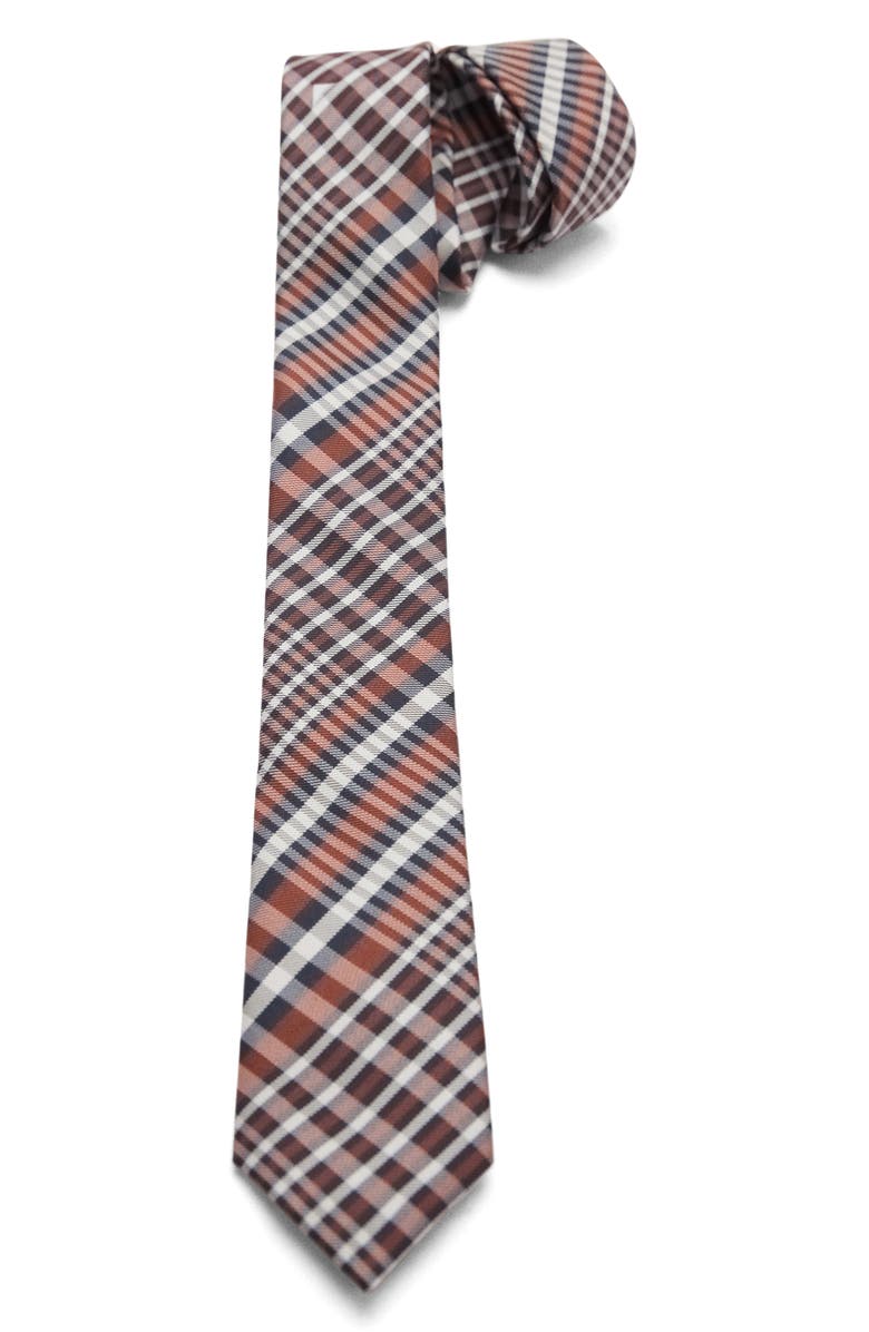 MANGO Narrow Plaid Tie, Main, color, 