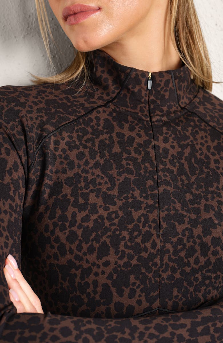 Rhone Revive Leopard Quarter Zip Top, Alternate, color, Java Leopard