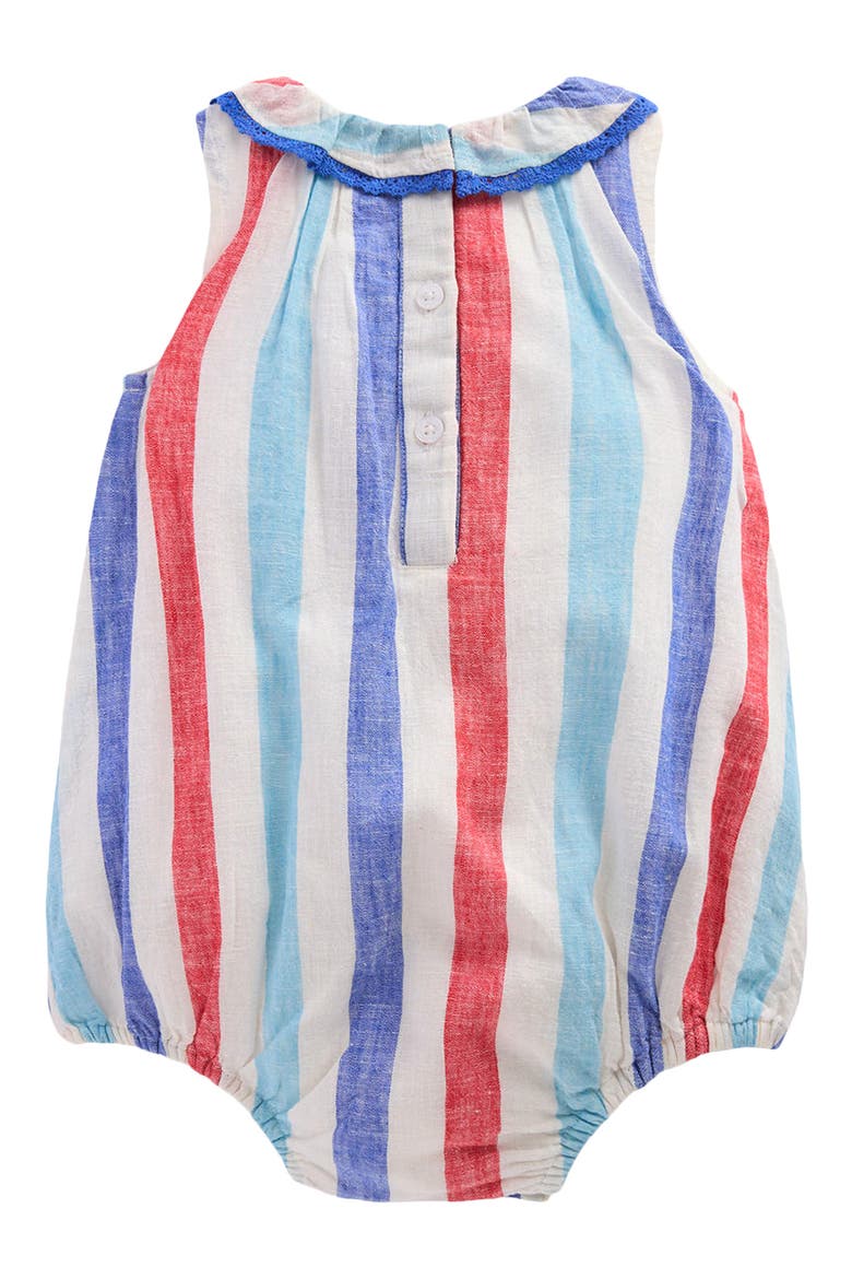 Frill Neck Bubble Romper, Alternate, color, RED AND BLUE MULTI STRIPE