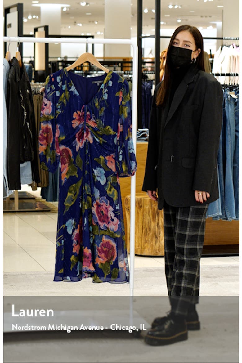 Floral Ruched Front Midi Dress video