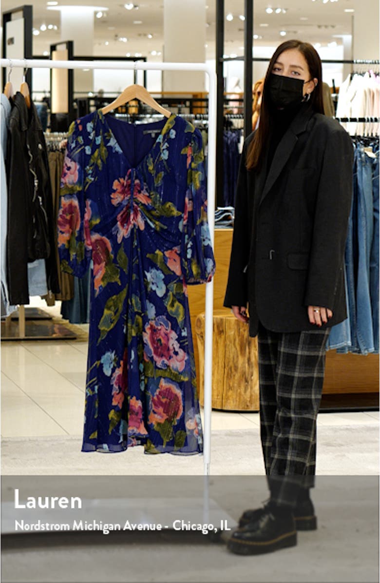 Floral Ruched Front Midi Dress, sales video thumbnail