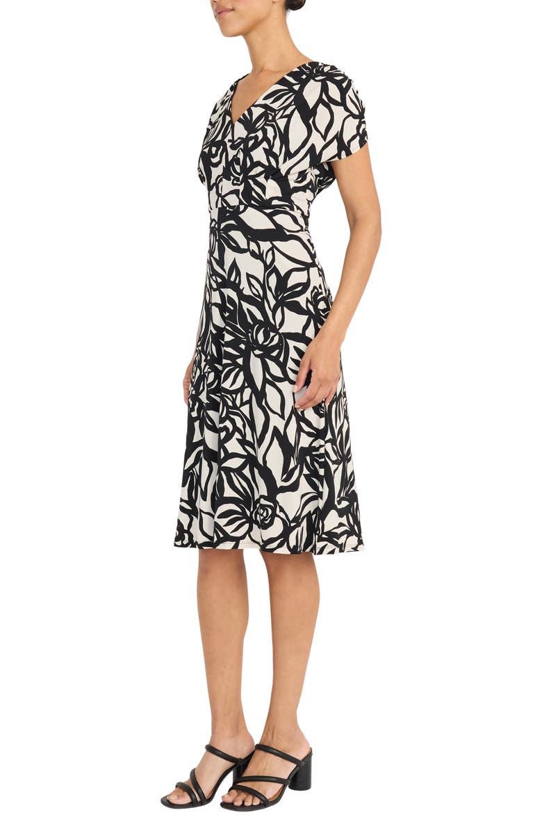 Maggy London Printed Woven Midi Dress, Alternate, color, Cream/ Black
