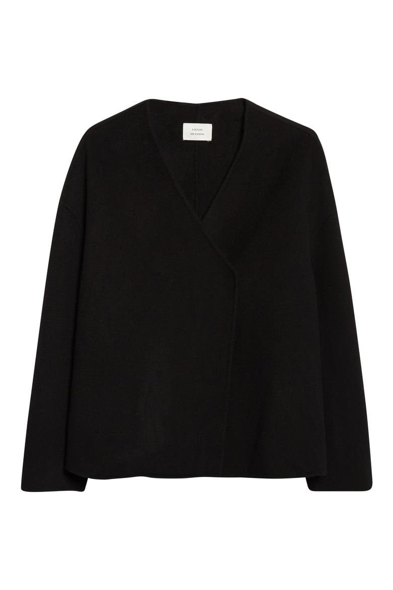 Maara Oval Wool & Cashmere Jacket, Alternate, color, BLACK