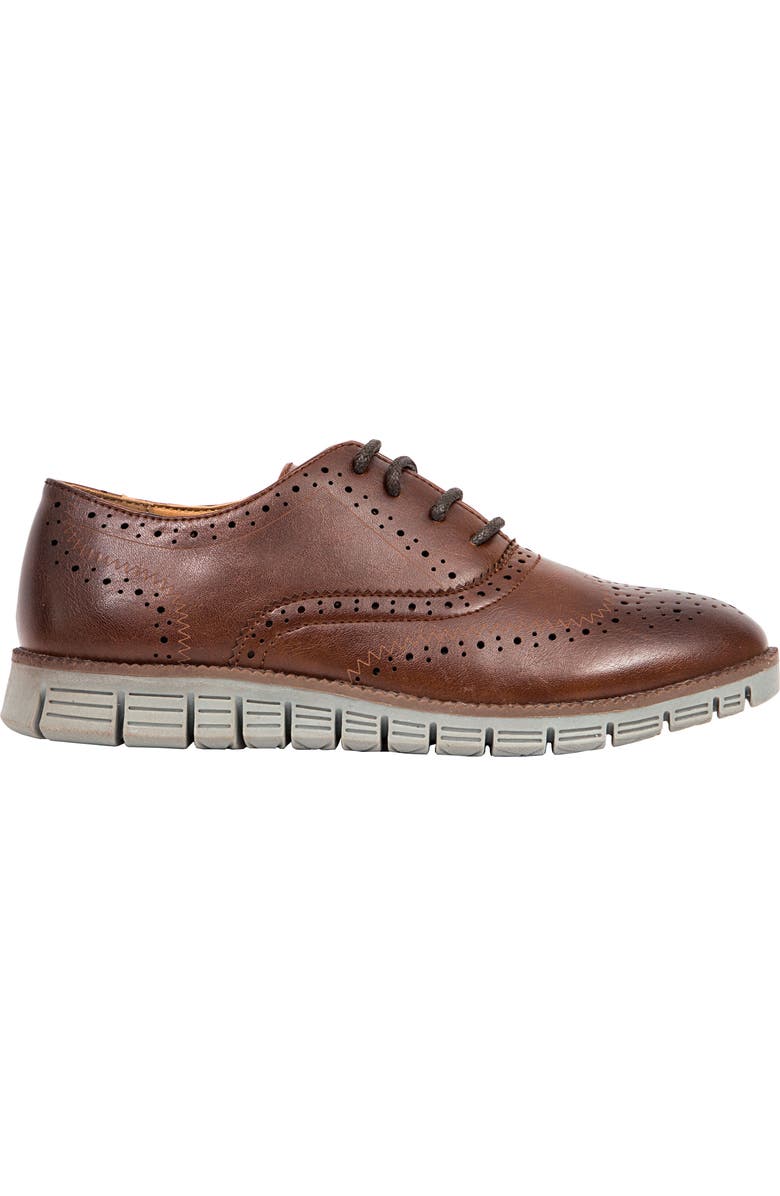Deer Stags Benton Jr. Classic Lace-Up Wingtip Hybrid Sneaker Dress Comfort Oxford, Alternate, color, Brown/Grey