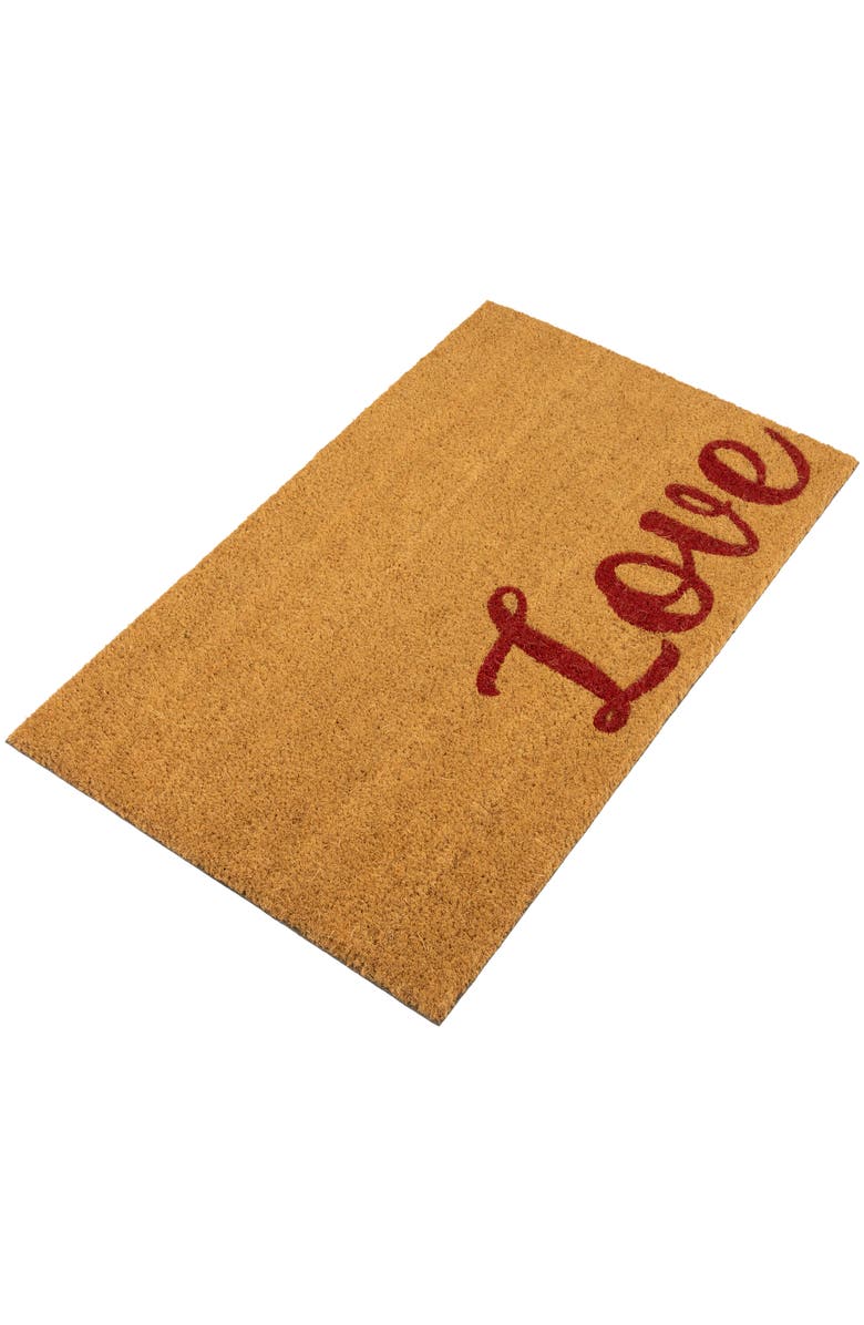 Northlight Natural Coir "Love" Outdoor Doormat 18" x 30", Alternate, color, Brown