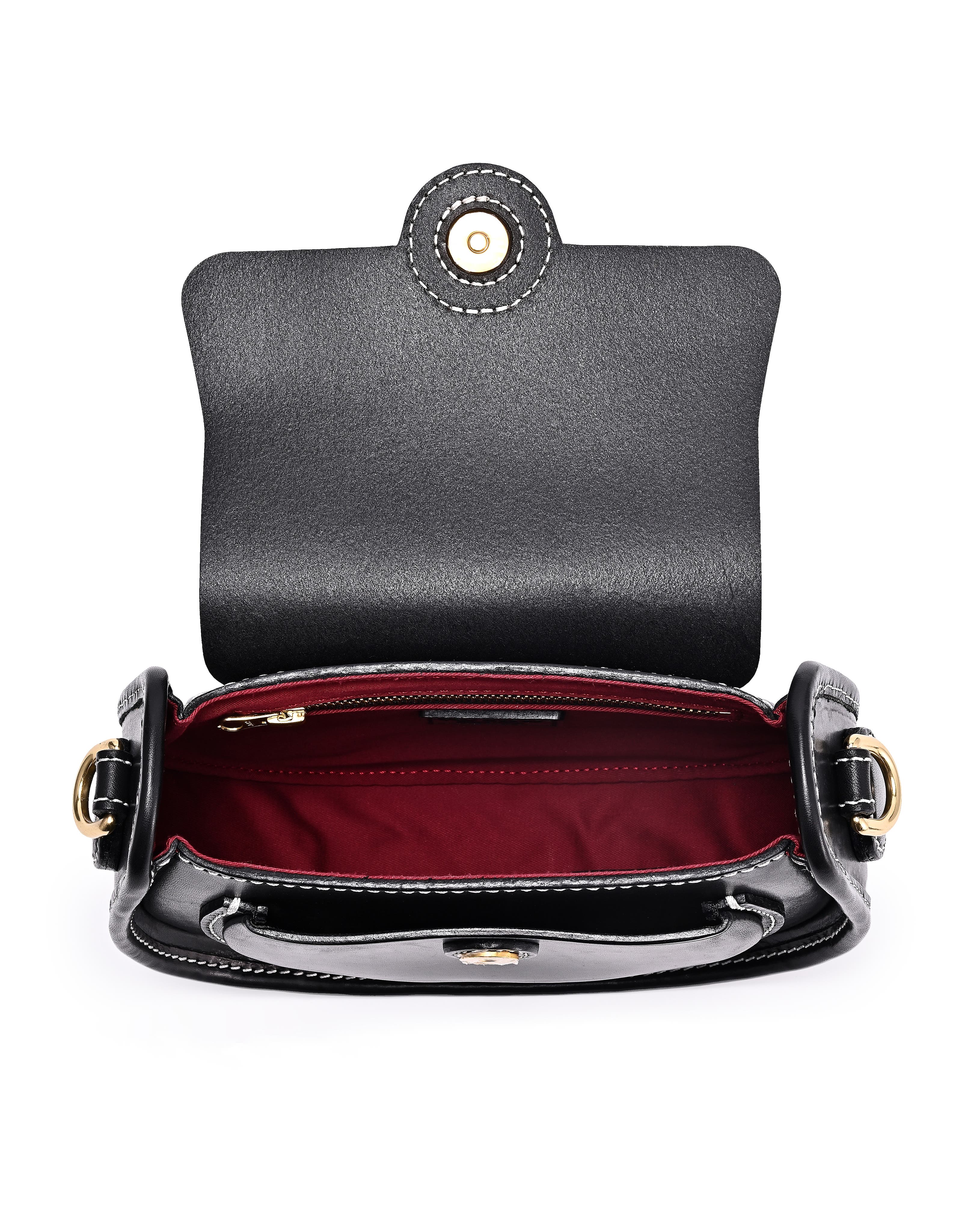 OLD TREND Begonia Genuine Leather Vintage Compact Crossbody, Alternate, color, Black