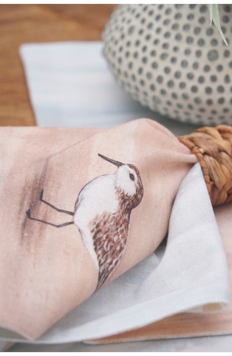 C&F Home Sandpiper Coastal Shores Graphic Print Napkins Set of 6, Alternate, color, Orange