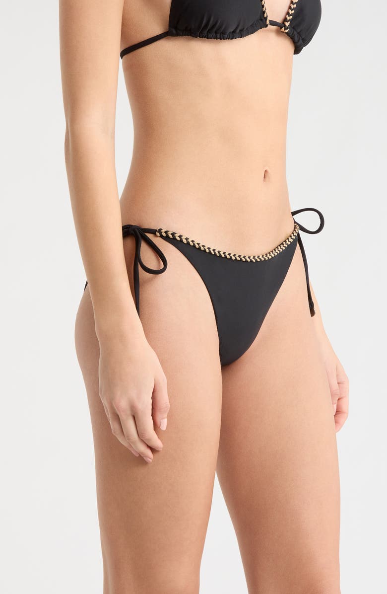 Ramy Brook Benni Braided Bikini Bottoms, Alternate, color, Black