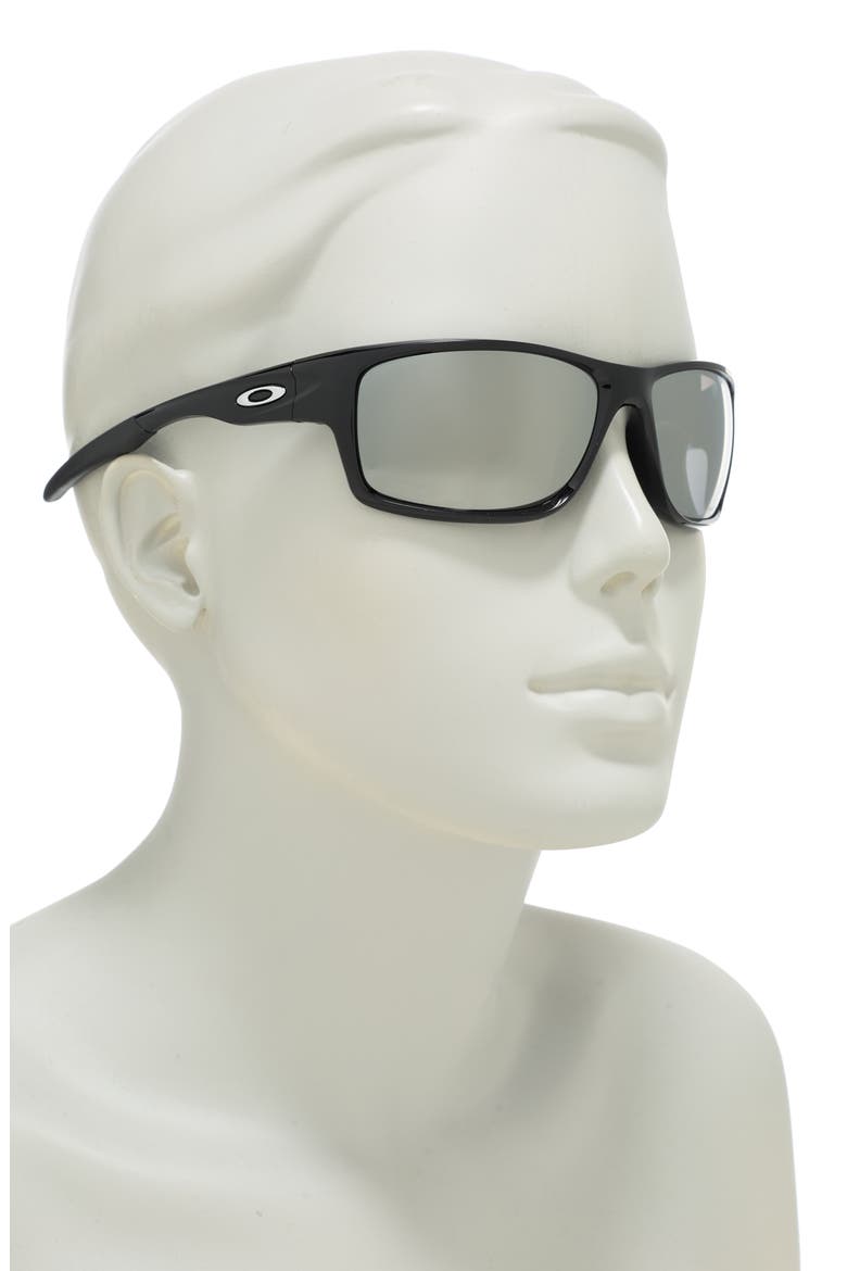 60mm Rectangle Sunglasses, Alternate, color, POLISHED BLACK / CHROME