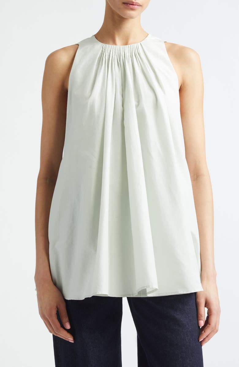 LOULOU DE SAISON Liao Pleated Neck Sleeveless Cotton & Silk Voile Top, Main, color, Mist