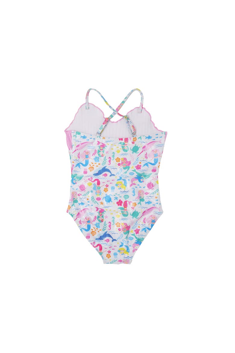 Girls  UPF 50+ Mermaid Shell Swimsuit with Shimmer Effect, Alternate, color, Mermaid Friends