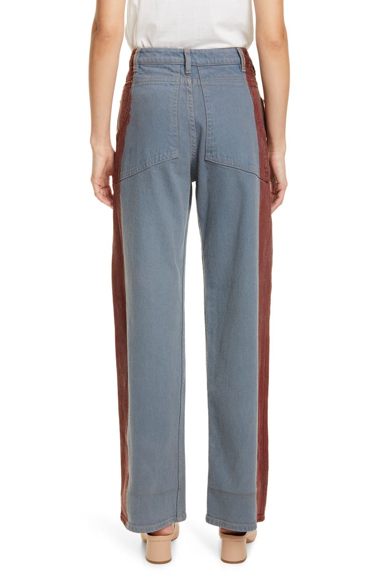 Side Stripe Wide Leg Jeans, Alternate, color, GREY RED TIP