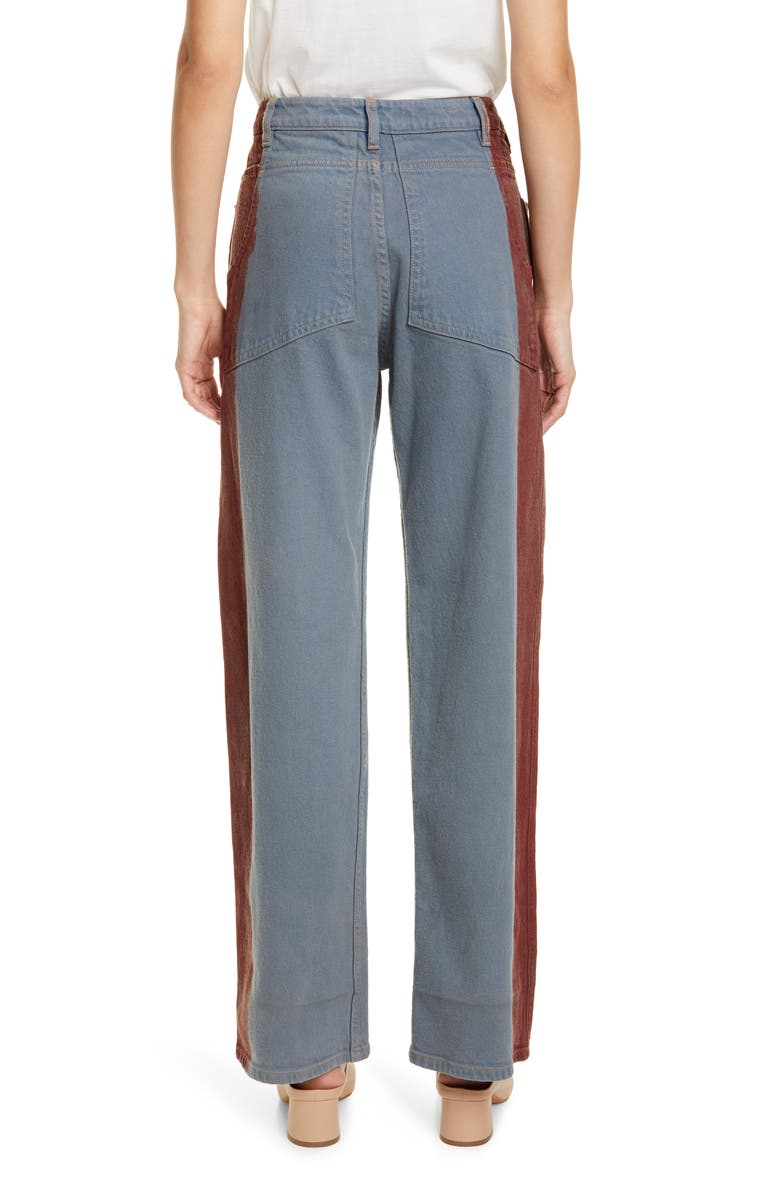 Eckhaus Latta Side Stripe Wide Leg Jeans, Alternate, color, 