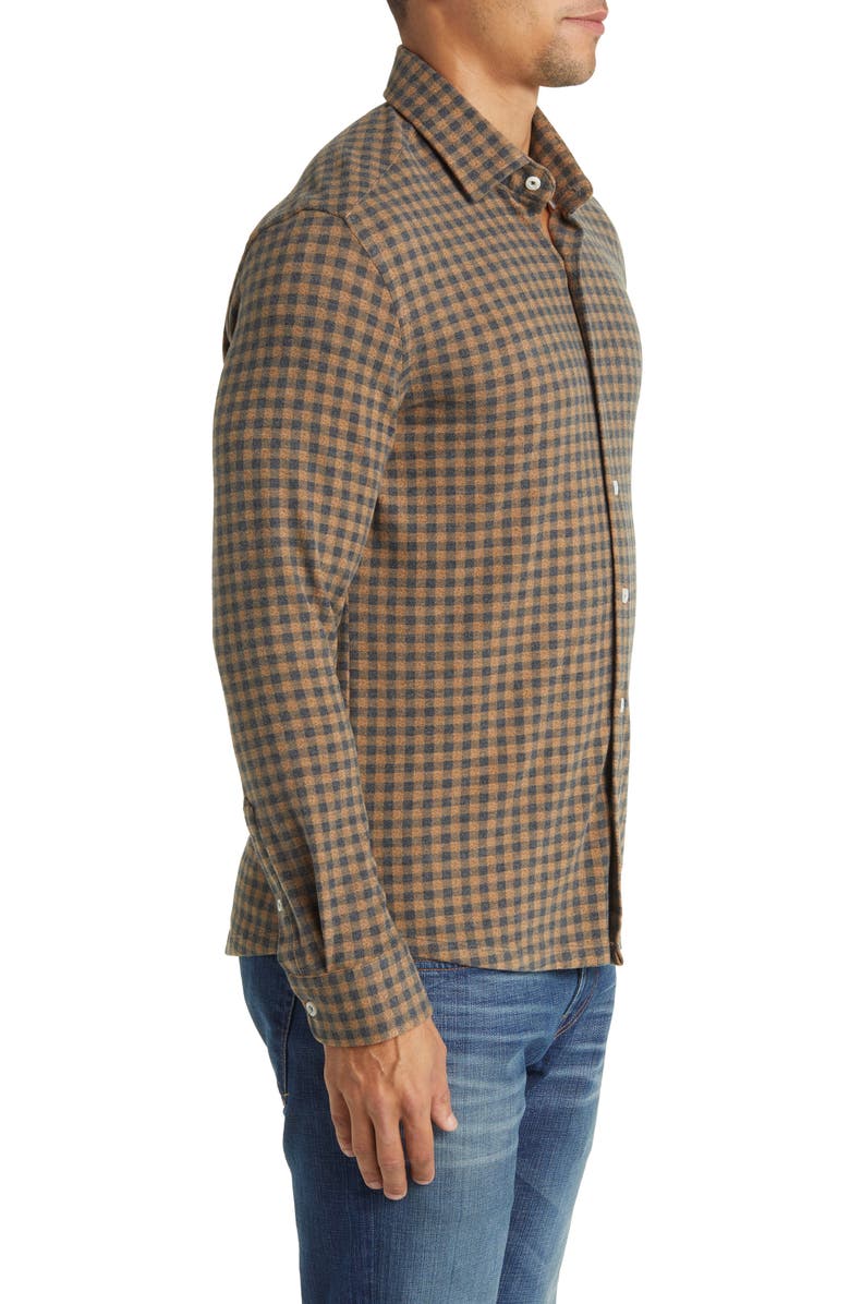 Stone Rose Gingham Check Wrinkle Resistant Tech Fleece Button-Up Shirt, Alternate, color, 