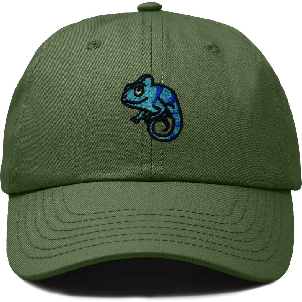 Dalix Chameleon Embroidered Dad Hat In Olive