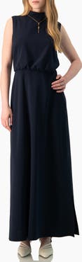 IVONNE High-Neck Sleeveless Long Dress with Side Slit