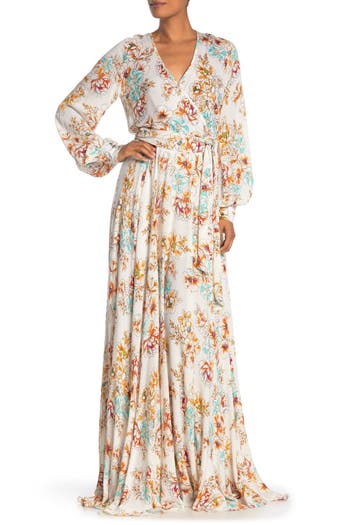 Meghan La Lilypad Wrap Maxi Dress In Begonia Ivory