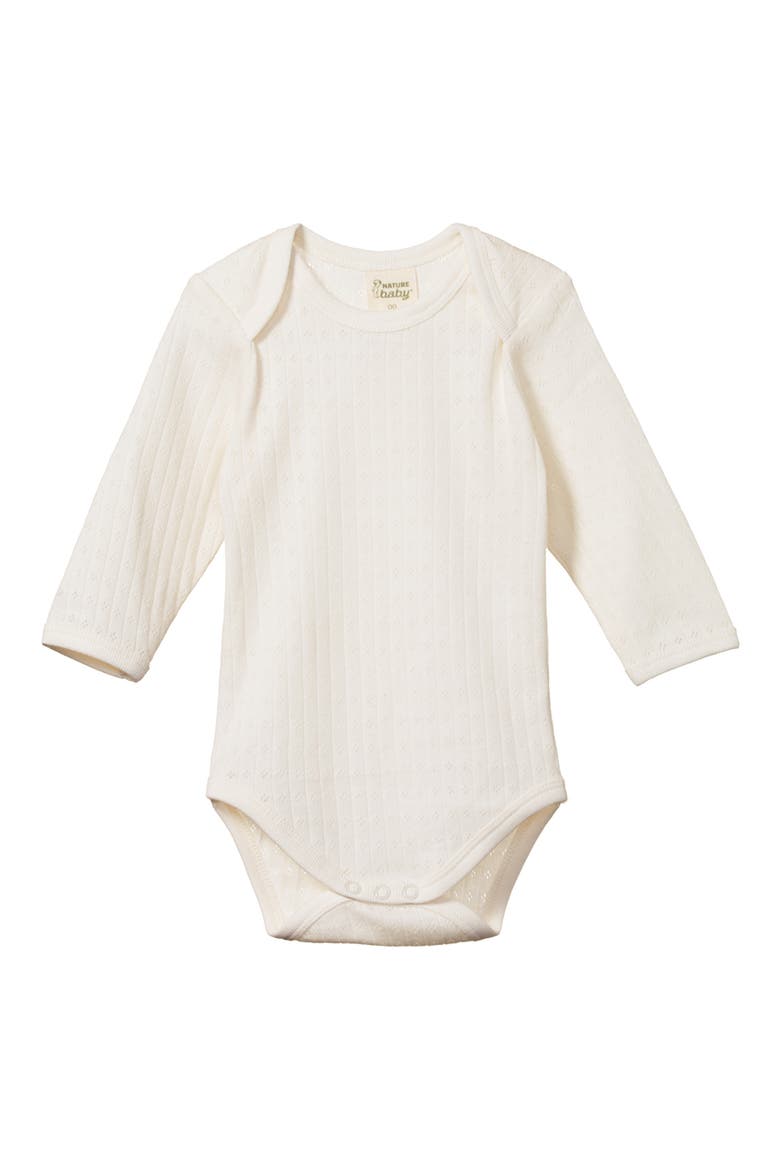 Long Sleeve Pointelle Bodysuit, Main, color, NATURAL