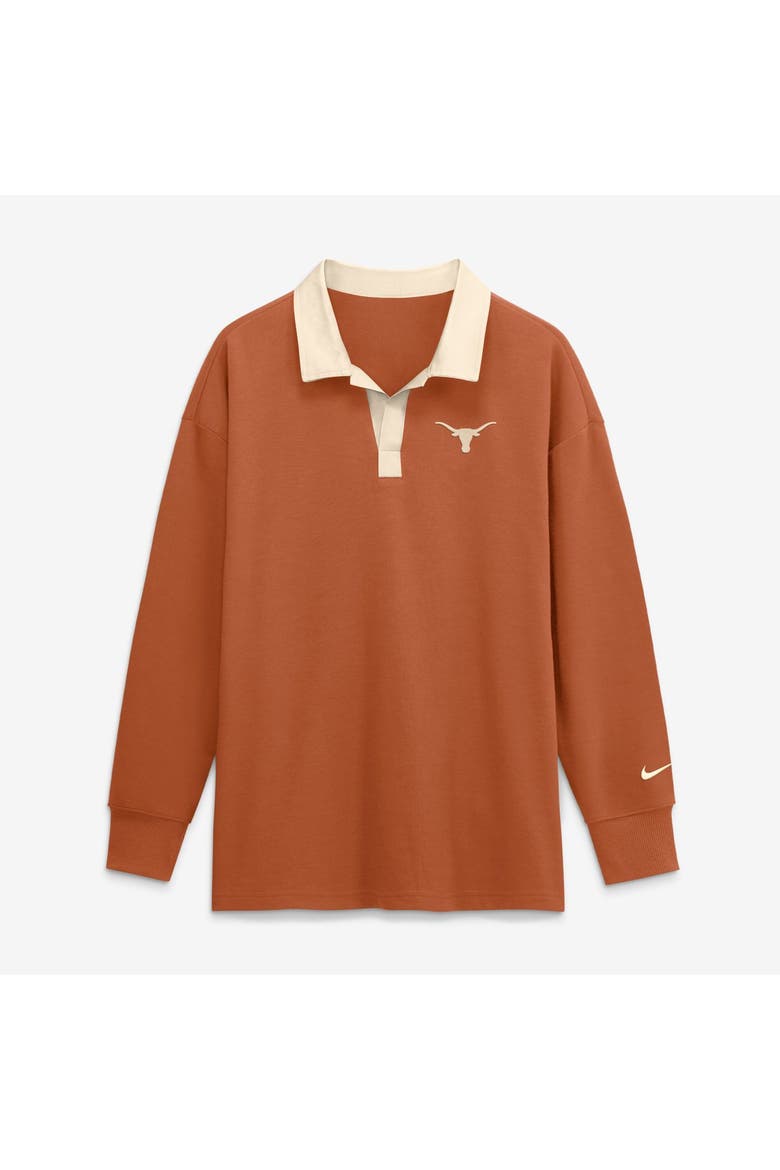 Women's Nike Orange Texas Longhorns Oversized Essential Dri-FIT Long Sleeve V-Neck Polo, Alternate, color, Orange