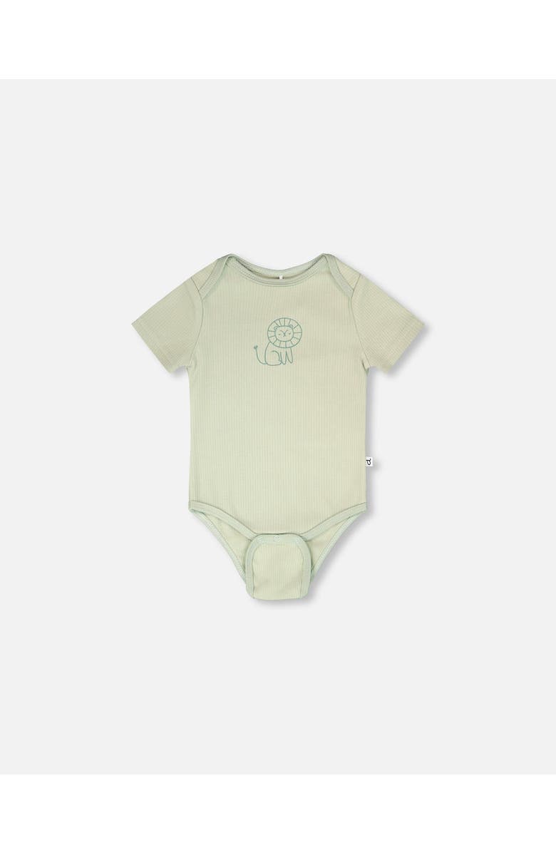 Deux par Deux Evolutive Jersey Lion Print Bodysuit, Alternate, color, Sage Green