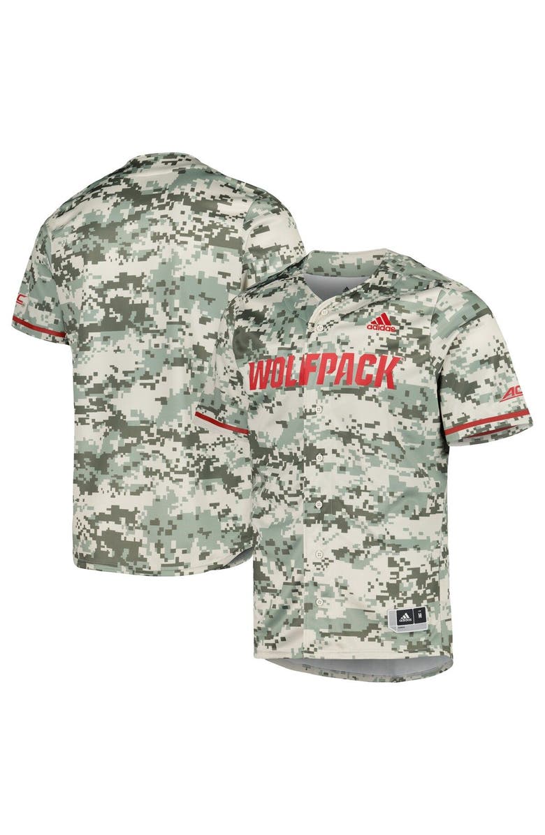 adidas Men's adidas Camo NC State Wolfpack Replica Baseball Jersey, Main, color, 