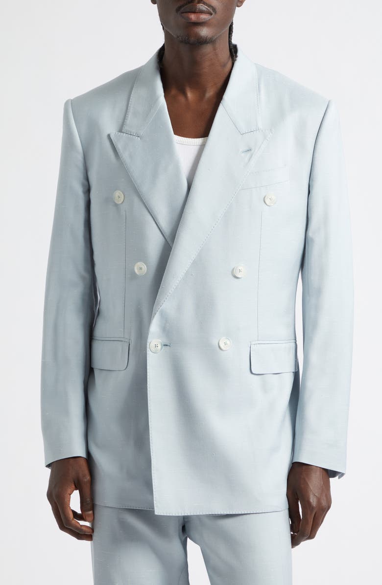 Dolce&Gabbana Double Breasted Shantung Jacket, Main, color, B8966 Azzurro Polvere