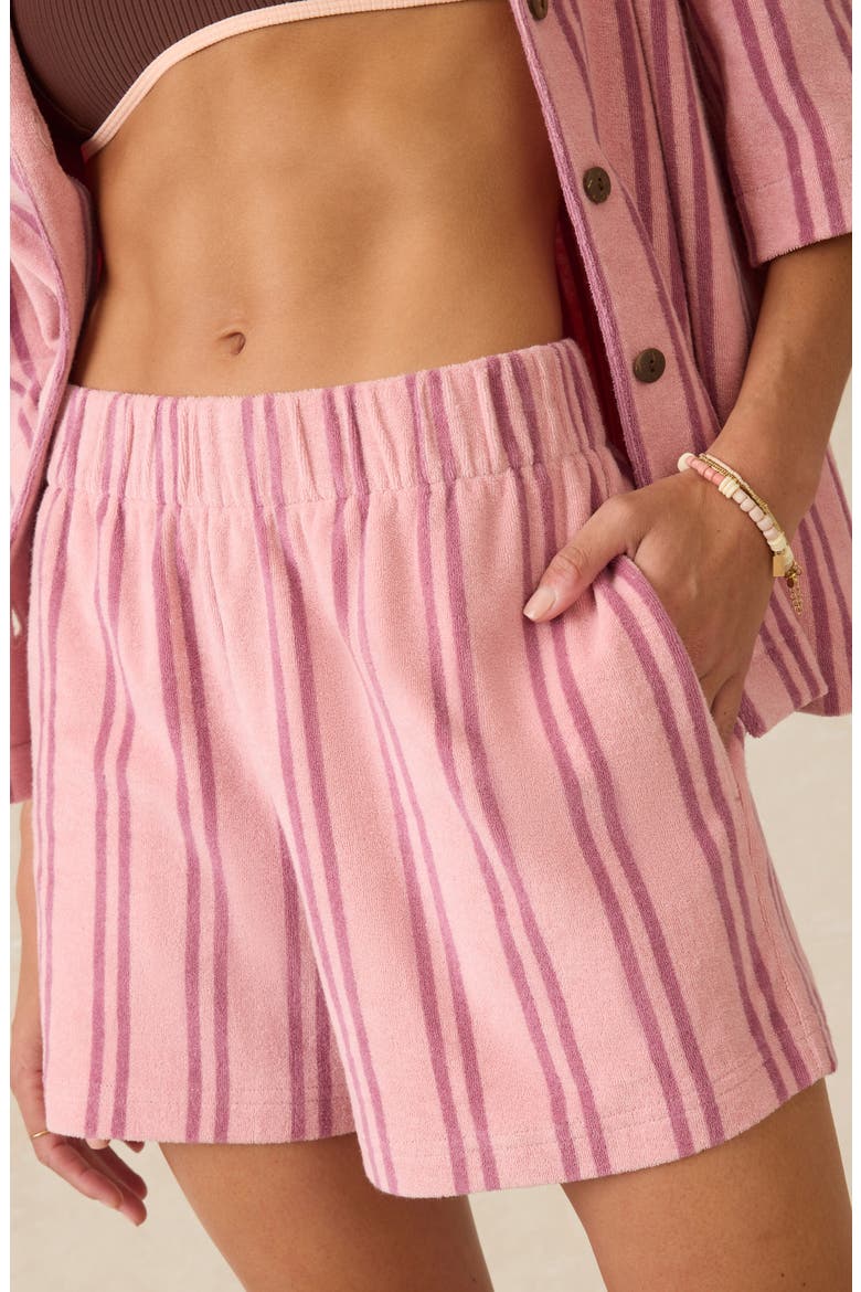 Cabana Stripe Terry Cloth Shorts, Alternate, color, ORCHID LINES