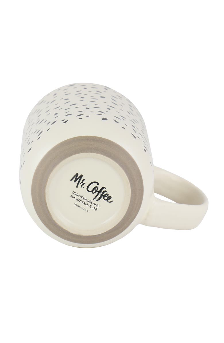 Mr. Coffee Dutton Springs 4 Piece 19 Ounce Stoneware Assorted Designs Mug Set, Alternate, color, White