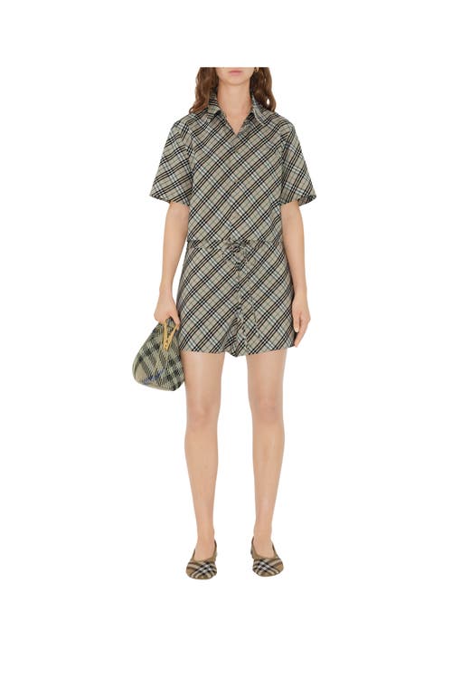 Burberry Check Short-sleeve Crop Button-down Shirt In Husk