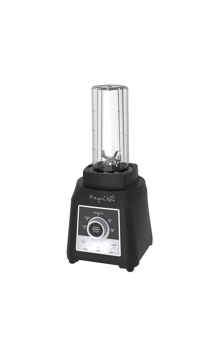 Megachef 1400 Watt Knob Panel 8 Cup Blender with Food Processor and 2 To-Go Cups, Alternate, color, Black