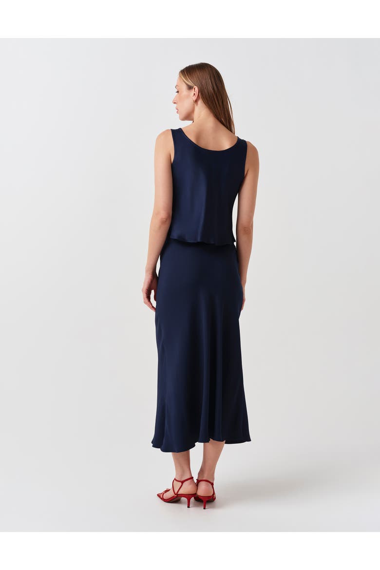 Lyra Crepe Midi Skirt, Alternate, color, Navy