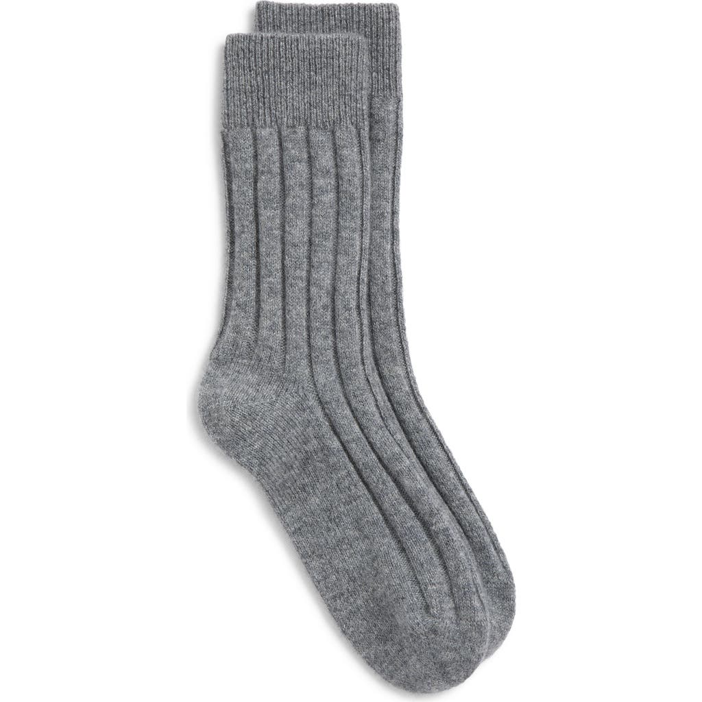 Nordstrom Rib Cashmere Blend Crew Socks In Gray