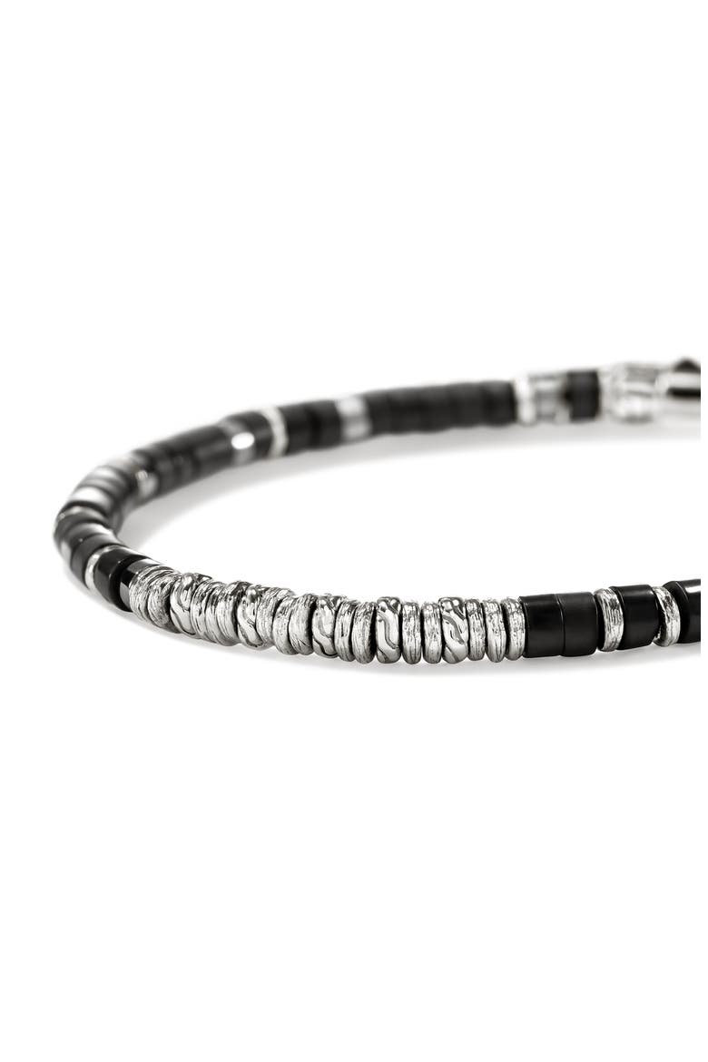 Men's Heishi Sterling Silver Onyx & Hematite Bracelet, Alternate, color, SILVER