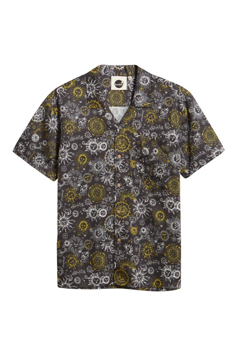Sun Print Camp Shirt, Alternate, color, BLACK