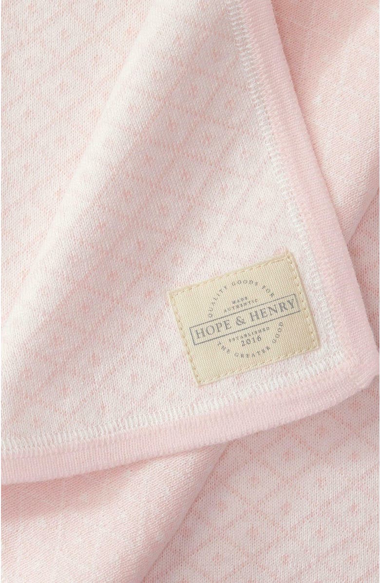 Hope & Henry Baby Cinched Waist Romper & Jacquard Blanket Gift Set, Alternate, color, Light Pink